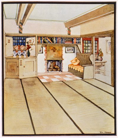 A Living Room, in the Arts and Crafts style by Tom Merry